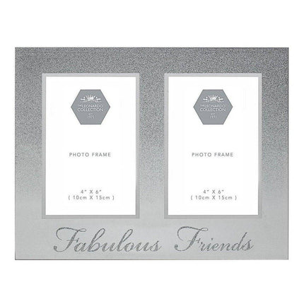 Silver  Glitter "Fabulous Friend" Twin Photo Frame - 6X4" 5010792445618 only5pounds-com