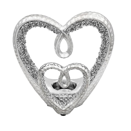 Silver Sparkle Heart Tea Light 5010792472942 only5pounds-com