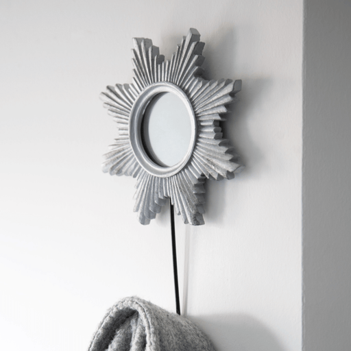 Silver Sun Mirror With Hook - 21cm 8718658351345 only5pounds-com
