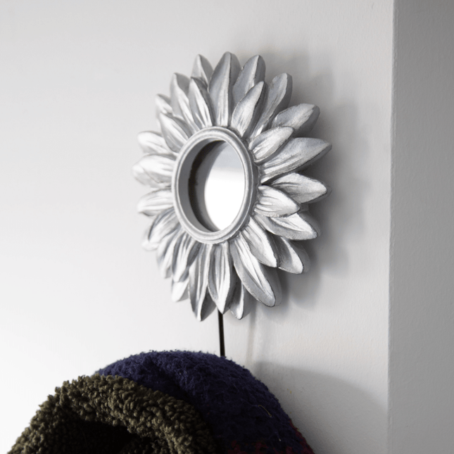 Silver Sunflower Mirror With Hook - 21 cm 8718658351345 only5pounds-com
