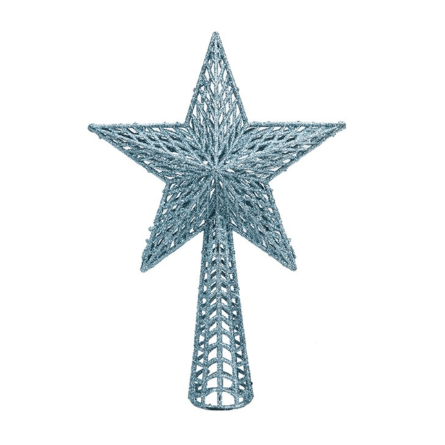 Small Ice Blue Glitter Star Tree Topper - 18 x 26cm 5050570000000 only5pounds-com