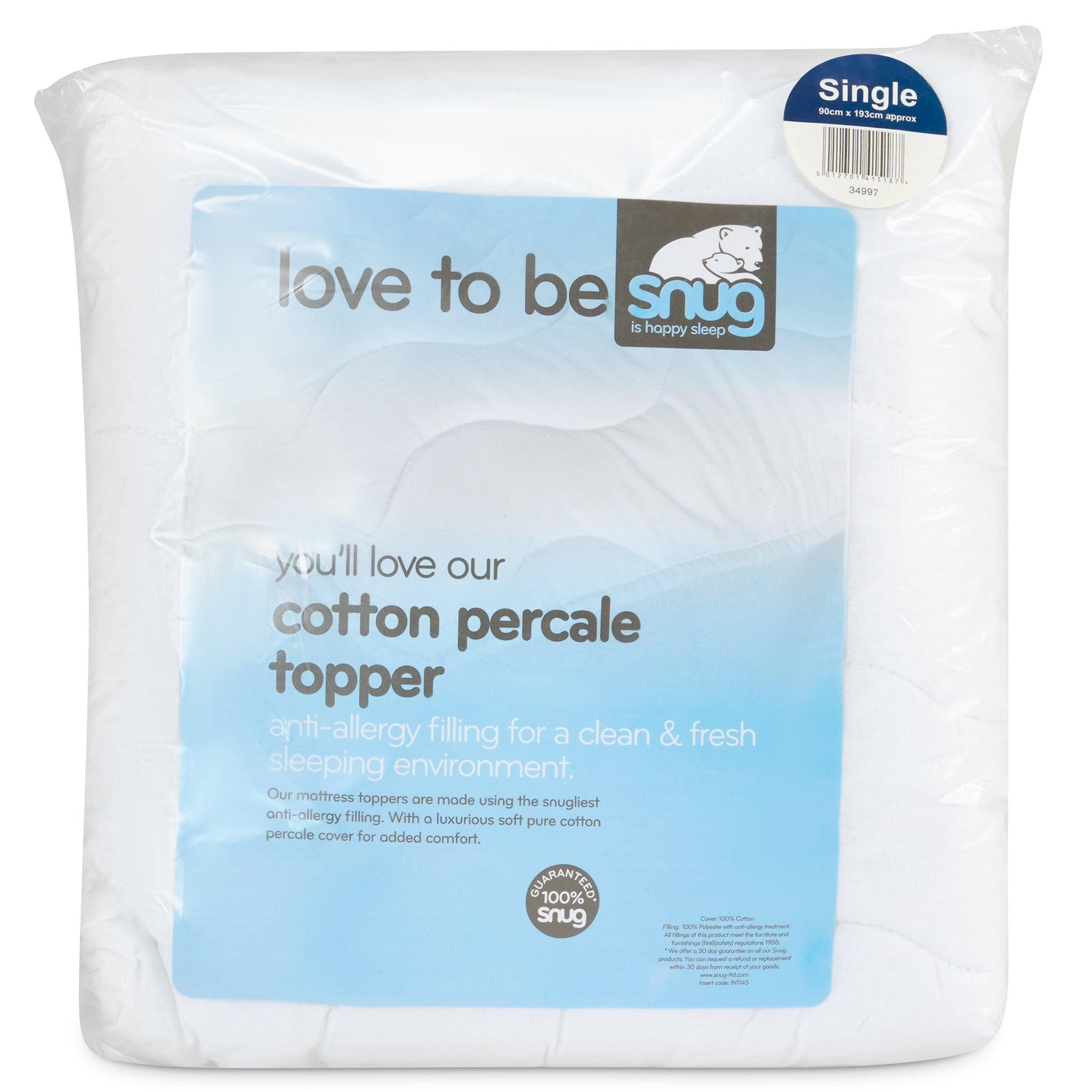 Snug Warm & Snug Mattress Topper - Single - Bargainia.com - 