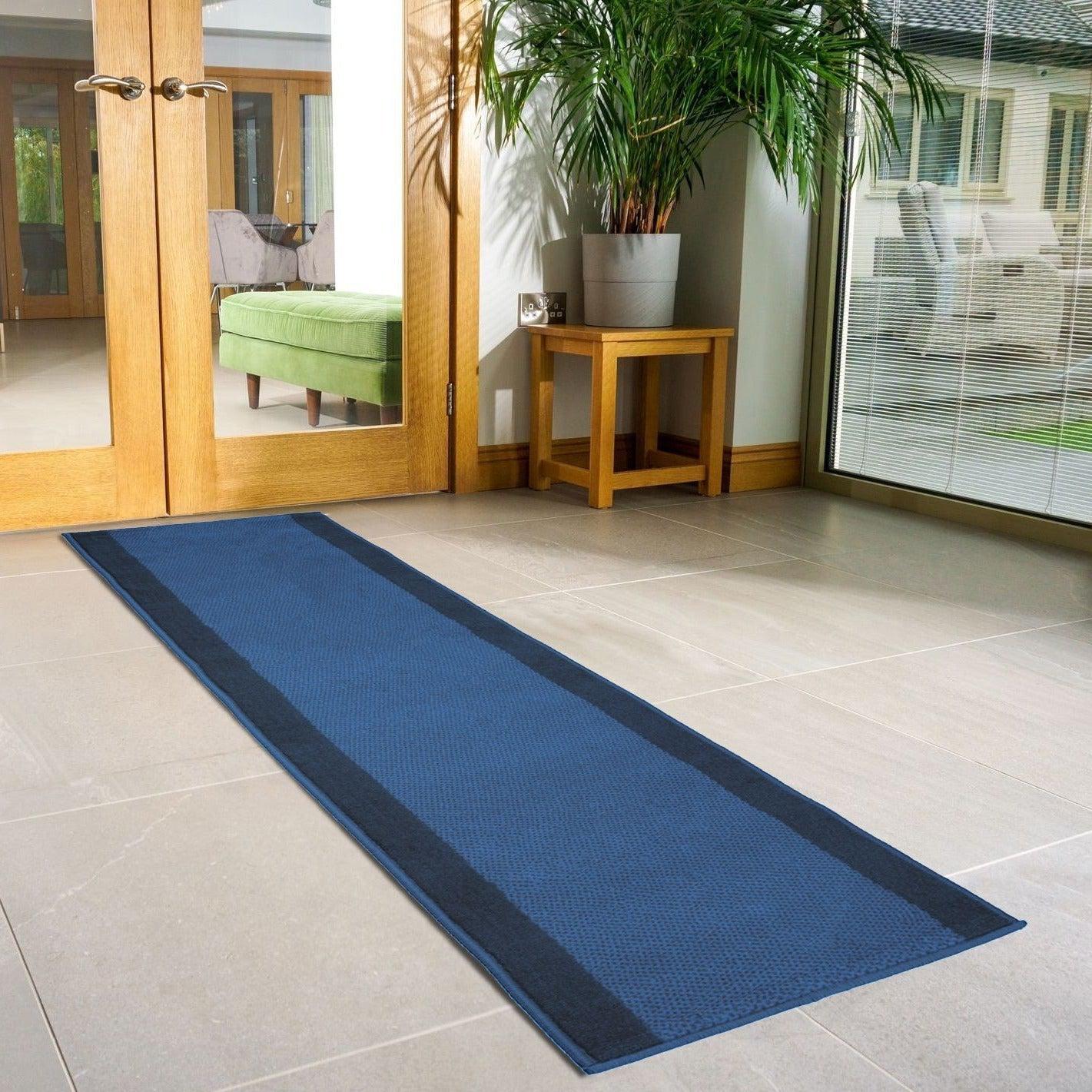 Stair Runner Hard Wearing Kitchen Mat - Texas Navy Border - Bargainia.com -  - RNR-TXS-1764-X011-01FT-CST