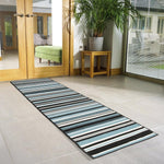 Stair Runner Hard Wearing Kitchen Mat - Texas Teal Lines - Bargainia.com - 