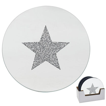 Star Decorative Glitter Candle Plate - 20cm 5010792471181 only5pounds-com