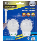 Stickahook Removable Round Clear Hooks - Pack of 2 DIY Clearance