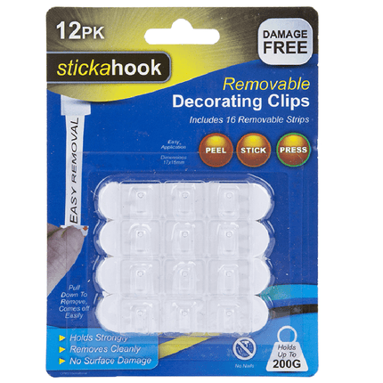 Stickahook Small Removable Hooks - Pack of 12-5050565395344-Bargainia.com