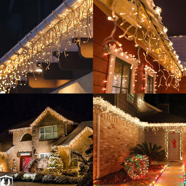 Battery Operated String Lights - 240 LED Icicle Bulbs - Warm White-5056150236528-Bargainia.com