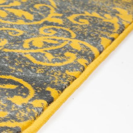 Mustard Contemporary Faded Traditional Motifs Design Rug - Texas - Bargainia.com