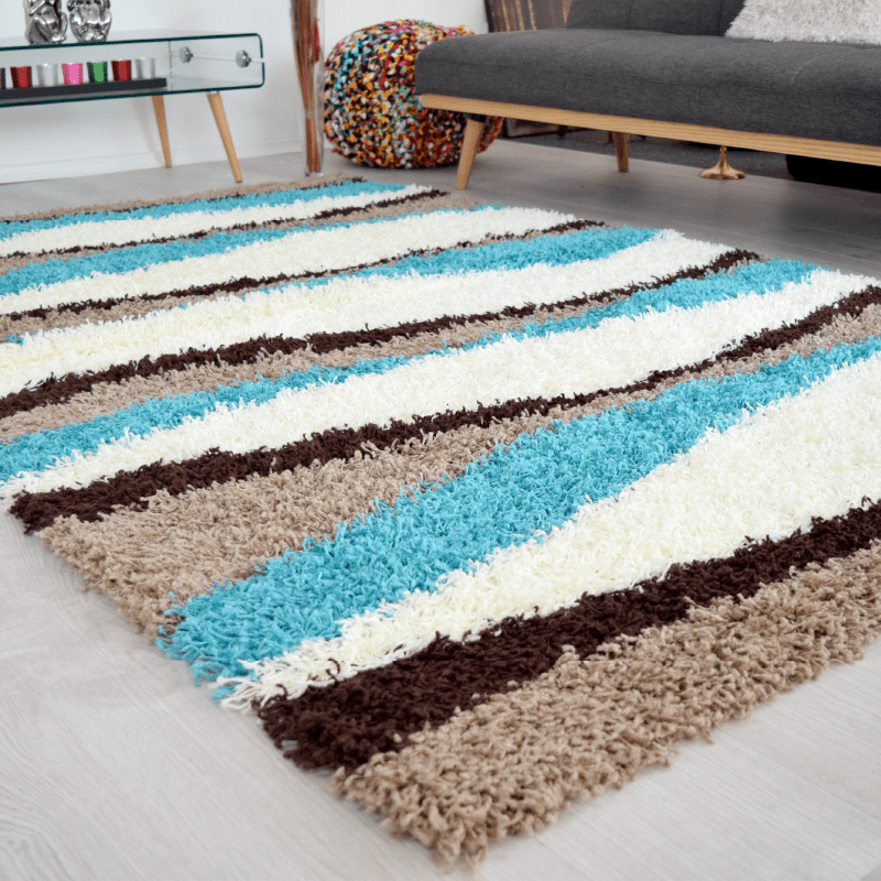 Teal Waves Shaggy Rug - California Rugs Rug Masters