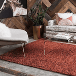 Terracotta Thick Shaggy Rug - California - Bargainia.com - 