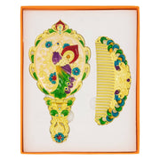 Traditional Oriental Decorated Comb & Mirror Set Hair Care Clearance