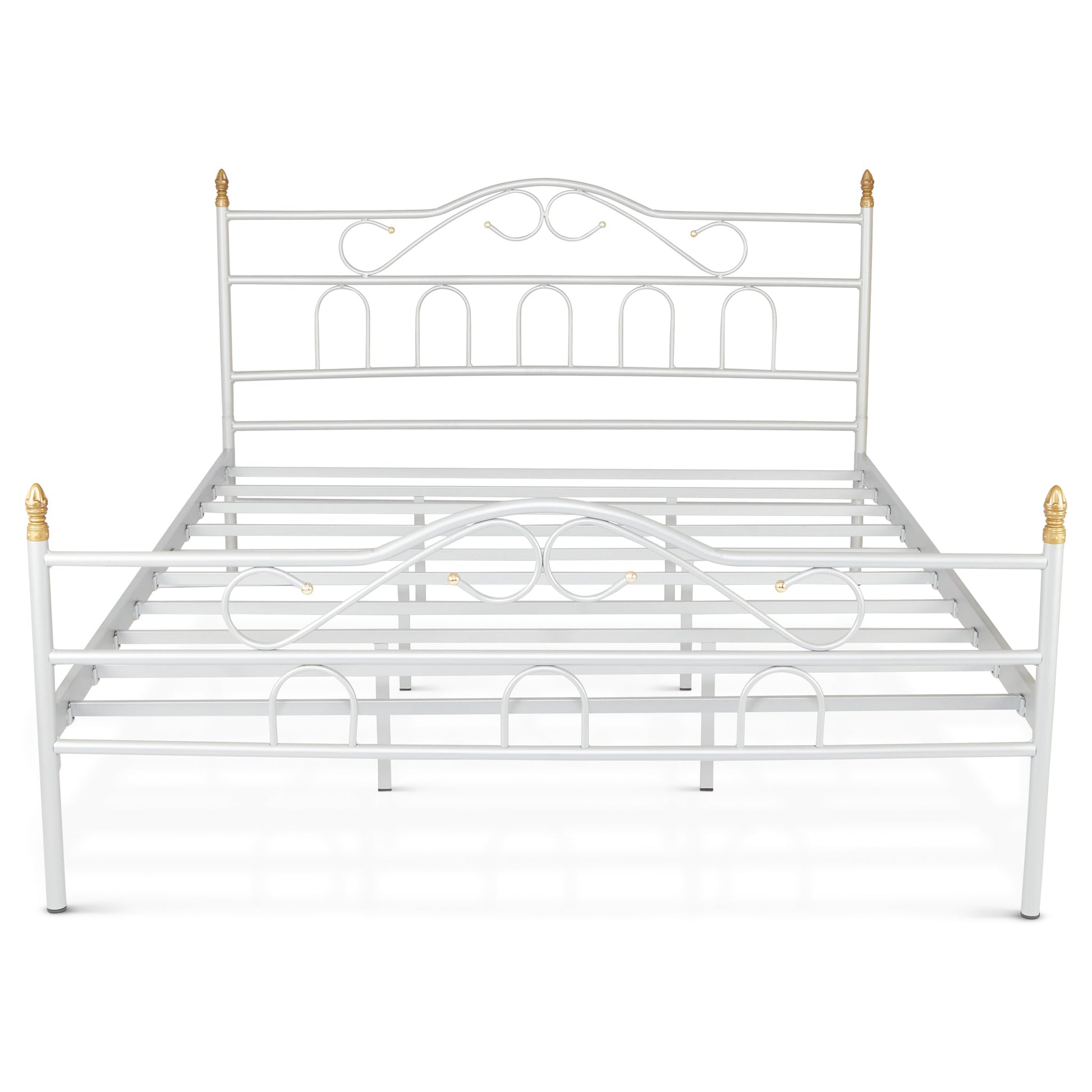 Truva Metal King Size Bedstead - 160 x 200cm - Silver Bed Frames Bargainia