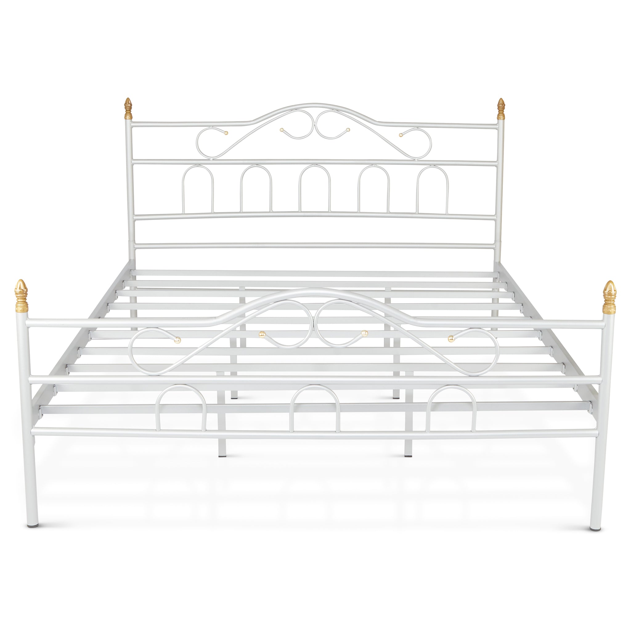 Truva Metal King Size Bedstead - 160 x 200cm - Silver Bed Frames Bargainia