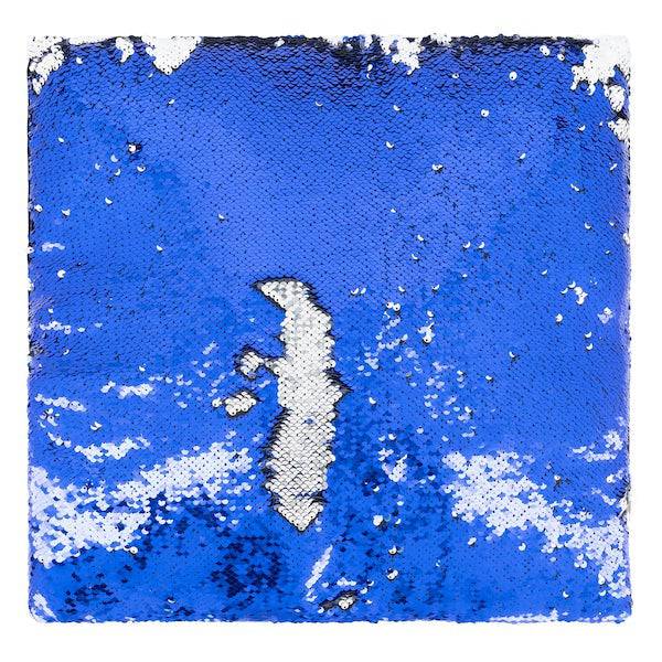 Two Tone Sequin Magic Cushion - 45cm Cushions Clearance Blue/Silver