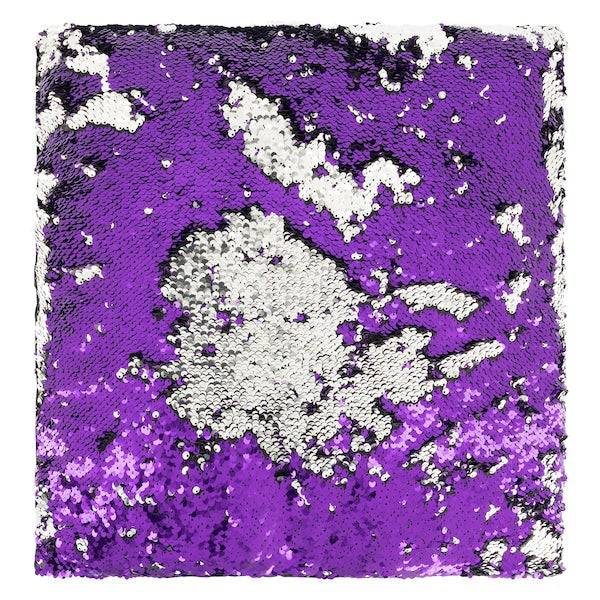 Two Tone Sequin Magic Cushion - 45cm Cushions Clearance Purple/Silver