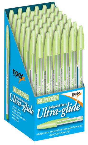 Ultra-glide Ballpoint Pens - Lime Green - Pack of 50 5016873020293 only5pounds-com