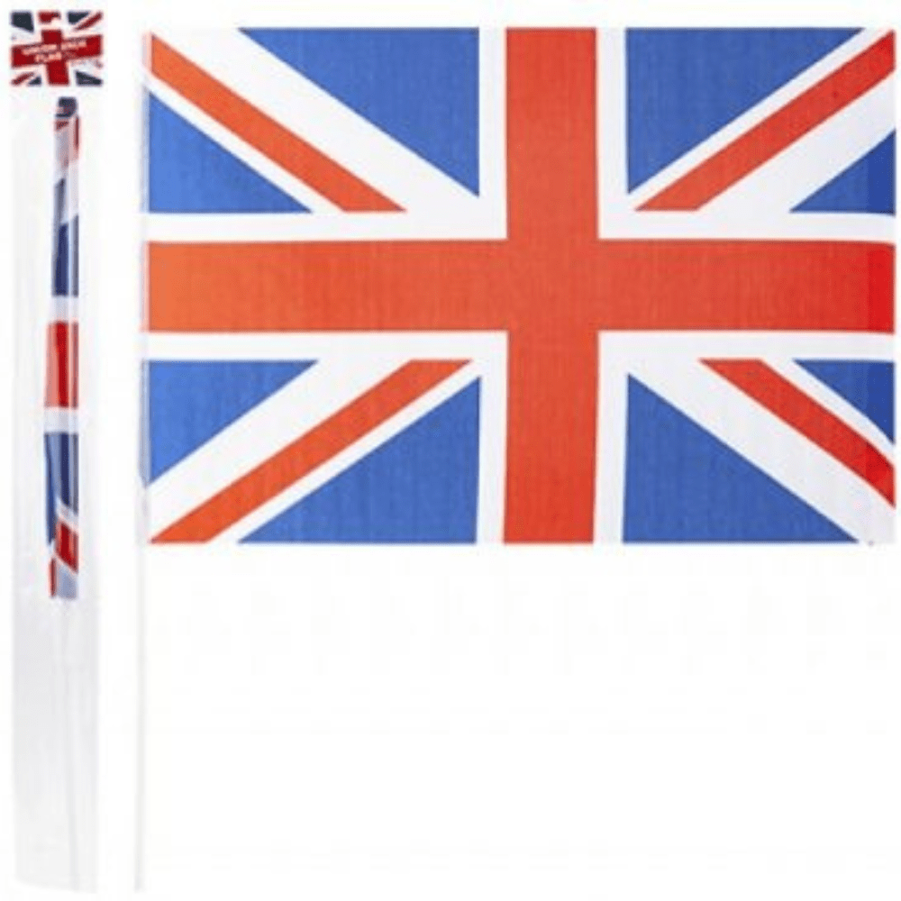 Union Jack 35 inch x 24 inch Rayon Flag With String