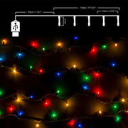 USB 8 Function LED Fairy Lights with Green Cable (200 Lights - 19M Cable) - Multicoloured Lights Lighting Clearance
