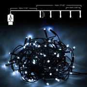 USB 8 Function LED Fairy Lights with Green Cable (200 Lights - 9M Cable) - White Lights Lighting Clearance