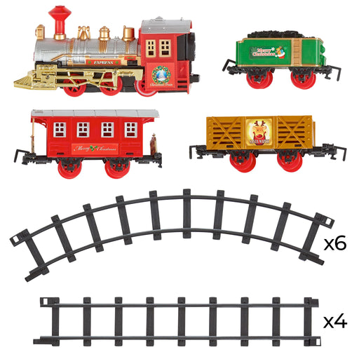Deluxe Battery Operated Christmas Train Set - 14 Piece Set-5050565207340-Bargainia.com