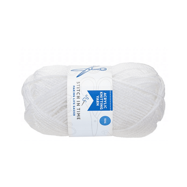 White Acrylic Knitting Yarn - 50g-5050565533470-Bargainia.com