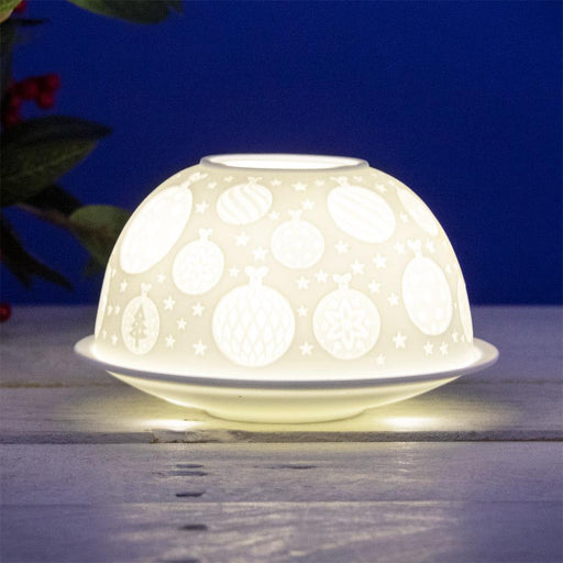 White Ceramic Dome Tea Light Holder - Bauble 5010792523439