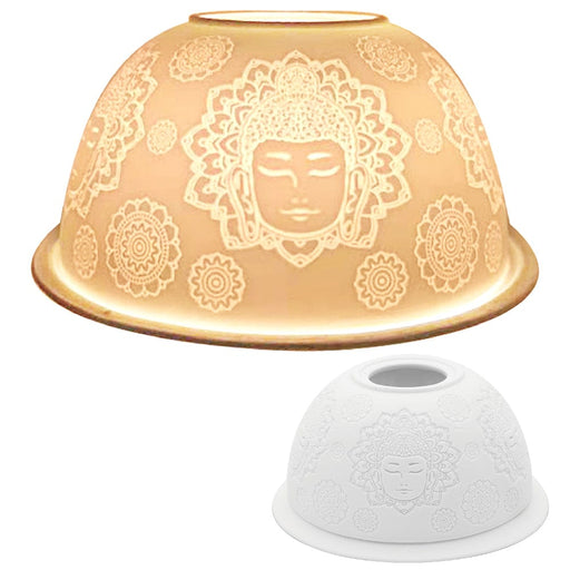 White Ceramic Dome Tea Light Holder - Buddha - 12CM 5010792475233 only5pounds-com