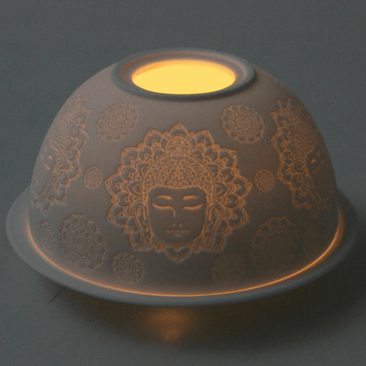 White Ceramic Dome Tea Light Holder - Buddha - 12CM 5010792475233 only5pounds-com