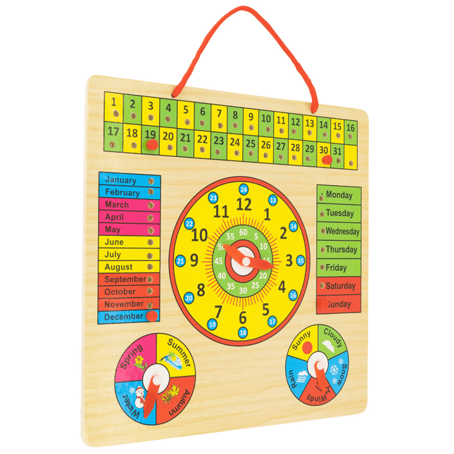 Wooden Children's Calendar & Clock Planner - 35 x 30cm 5060269266123 Bargainia