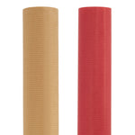Wrapping Paper - Red & Natural Ribbed Kraft Gift Wrap - Singles or 4 Pack - 3m Roll - Bargainia.com - 