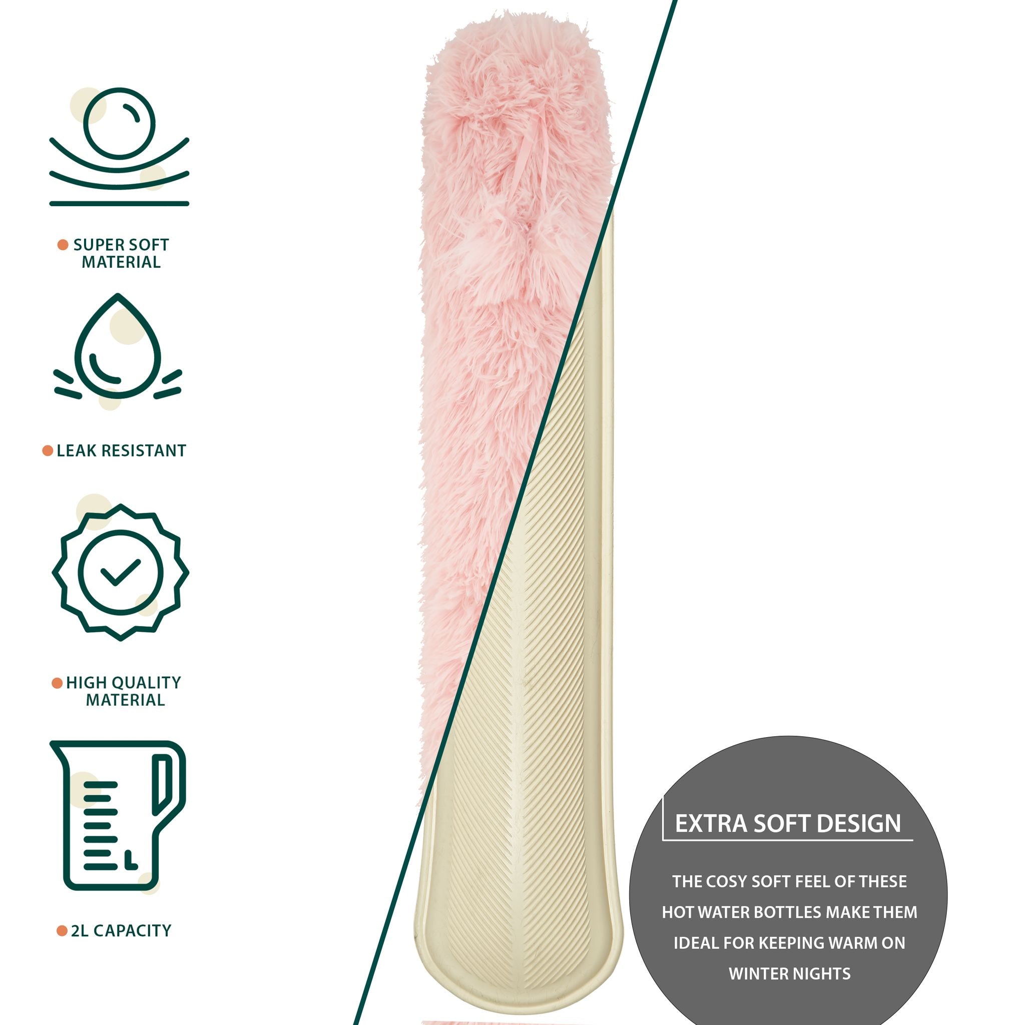 X-Large Fluffy Hot Water Bottle - Assorted Colours - 73cm Health & Beauty Clearance