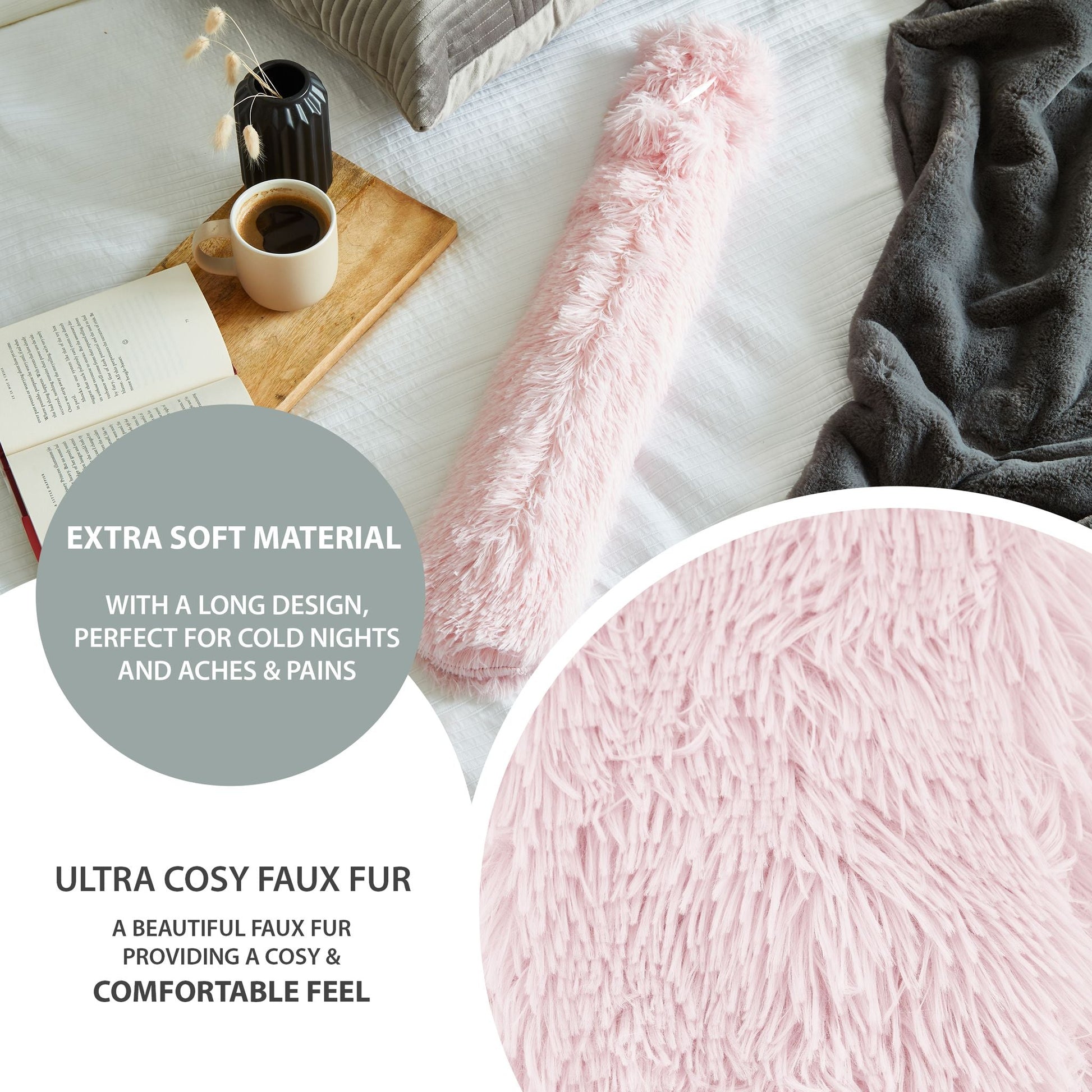 X-Large Fluffy Hot Water Bottle - Assorted Colours - 73cm Health & Beauty Clearance