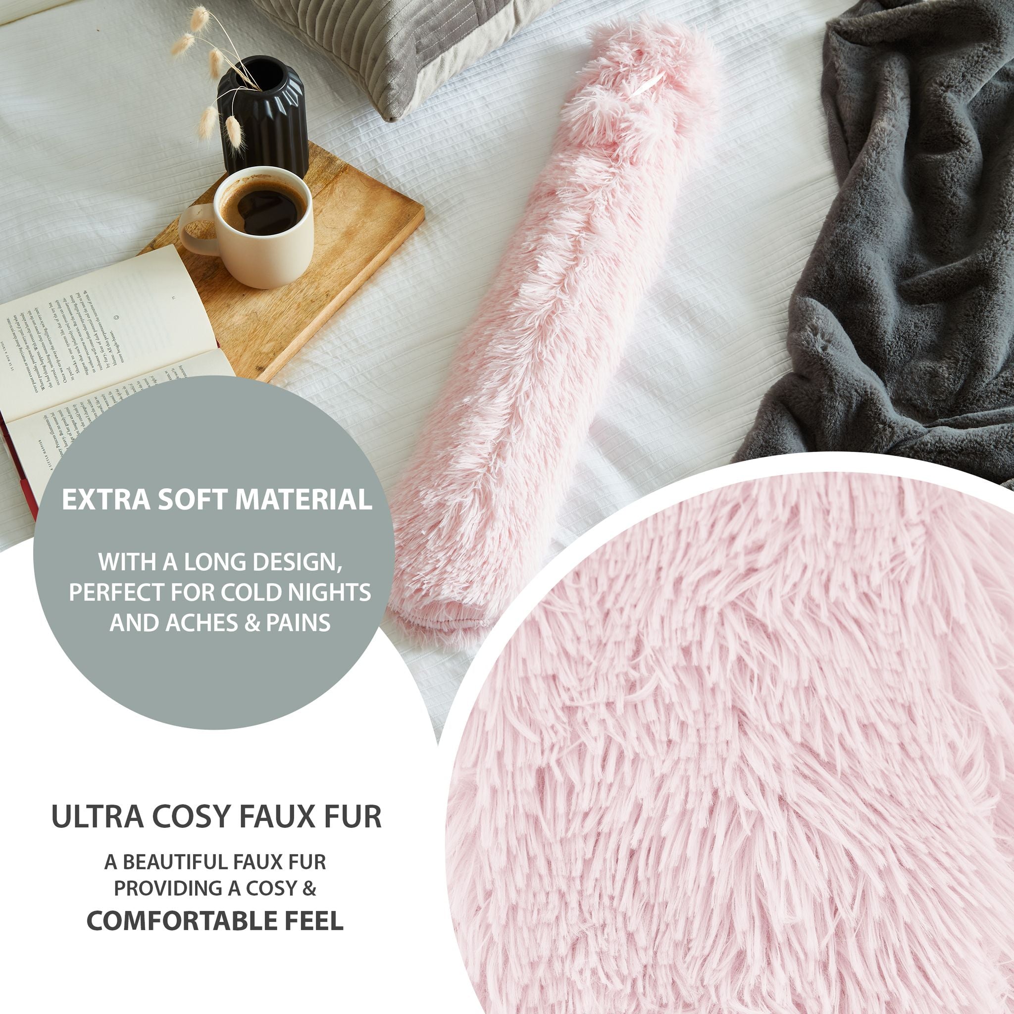 X-Large Fluffy Hot Water Bottle - Assorted Colours - 73cm Health & Beauty Clearance