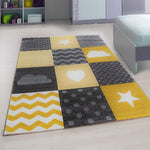 Yellow & Grey Checked Rug - Kids - Bargainia.com - 